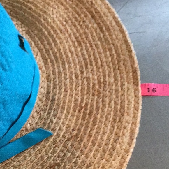 NEW Scala Collection wide brimmed  straw hat. Turquoise 4” crown. - Picture 3 of 6